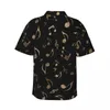 Men's Casual Shirts Music Notes Shirt Black And Gold Cool Hawaii Man Short Sleeves Beach Streetwear Pattern Oversized Blouses