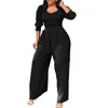 Ethnic Clothing Jumpsuit Women Half Sleeve Romper Wide Leg Solid Africa In Fall Fashion Pants Wholesale Drop