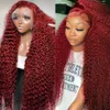 Glueless Wig 99J Deep Wave Frontal Wigs Burgundy Curly 13x4 13x6 Lace Frontal Human Hair Wig Red Color Wig for Women250％