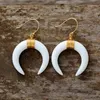 Kvinnor Fashion Ox Hornörhängen High End Natural Shell Black Onyx Crescent Dangle Oversize Earring Jewelry Drop 240305