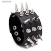 Beaded DIEZI Personality Hip Hop Men Spiked Rock Bracelet Bangle Women Vintage Punk Cosplay Black PU Leather Wrap Bracelet New JewelryL24213