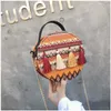 Strandtaschen Super Hot Kleine Runde Tasche Damen Sommermode Vielseitig Ethnischer Stil Sucao Weben Umhängetasche