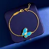 Collier en V bleu, nouveau bracelet papillon Turquoise pour femmes, version coréenne, tempérament de haute qualité, ensemble de décoration à la main simple et à la mode