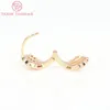 Backs Earrings (7590)4PCS 9x13x14MM 24K Gold Color Brass With Zircon Shell Shape Earring Clasp High Quality Jewelry Making Findings