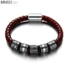 Bracelet HMSFELY Vintage noir Bracelet titane rouge cuir Bracelet bracelets bijoux fermoir manchette Bracelet pour cadeau ldd240312