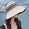 Chapéus de sol de verão elegantes para mulheres meninas ajustável aba larga proteção uv chapéu de praia respirável dobrável boné rabo de cavalo