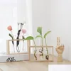 Vasi Provette creative per la casa Fioriera in vetro Vaso per fiori terrario con supporto in legno Propagazione Pianta idroponica Ornamenti da tavolo28 Dhdjj