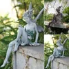 Flower Fairy Garden Miniatures Sculpture Resin Angel Sitting Statue Figurine Modern Home Outdoor Yard Art Decor Craft Ornaments 21241a