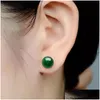 Stud Natural Agate Stone Pärlor Studs For Women 6 Mm 8mm Luxury Round Beaded örhängen Fashion Design Copper Girls Ear Charm Earring Bi OT3yp