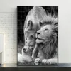 Famiglia di leoni africani Famiglia in bianco e nero su tela Poster e stampe Animali Dipinti su tela sulla parete Immagini Home Decor305V