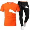 Tute da uomo Stile estivo Tuta sportiva Marchio LOGO Stampa Moda casual Cotone maniche corte Felpa T Shirt Pantaloni2024