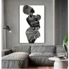 絵画白い壁の絵ポスタープリントホーム装飾、ベビーベッドルームアートキャンバスを描く美しいアフリカの女性ブラックと327G