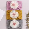 Accessori per capelli Carino pizzo a rete fiore fascia per capelli elastico ampio turbante in nylon per neonata fascia floreale tinta unita per bambini