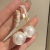 Boucles d'oreilles de perle de perle élégante classique pour femmes Crystal Long Tassel Exquis Drop oreille Boucle de boucle de mariage