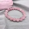 Armreif Großhandel Rosa Rose Pulver Kristall Quarz Naturstein Streche Armband Elastische Schnur Pulserase Schmuck Perlen Liebhaber Frau Geschenk ldd240312