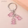 Keychains Lanyards söta harts 3D Bear Keychain Charms Animal Keyrings Pendant For Women Girls Handbag Charms Car Keyholder Diy Jewelry Accessories LDD240312