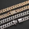 15mm elastic buckle diamond Cuban chain zircon necklace trendy hip-hop mens bracelet personalized accessory