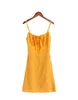 Casual klänningar 2024 Kvinnor Summer Print Kvinnor Sexiga spaghettirand Lady Dress Yellow Party Mini Elegant Chiffon