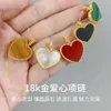 Pingente de amor em ouro 18k Au750 corrente de clavícula amarela colorida dourada incrustada ágata vermelha jade medula presente fritillaria