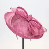 Berets 2024 Wholesale Women's Elegant Linen Headdress Banquet Ball Fashion Hair Accessories Top Hat Pink