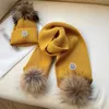 Fashionable winter hat scarf two-piece set for boys and girls Autumn childrens scarf Skull Cap kids knitted hats set CSD2403123-8