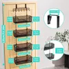 Clothing Storage Over The Door Organizer-Hanging Organizer With 4 Metal Large Capacity Baskets And Adjustable Coat Hook Behind