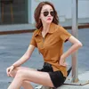 メンズポロスハイファッションジッパーターンダウンカラーTシャツ夏コットン韓国服シャツfemme ldd240312