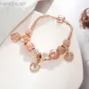 Bangle Seialoy Rose Gold Color T Bell Charm Armband för kvinnor Girls Original Blommor Lucky Lucky Lucky Lucky Love Heart Pärled Armband Bangle LDD240312