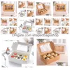 Emballage cadeau Boîte à cupcakes avec fenêtre Boîtes à pâtisserie en papier brun blanc Dessert Mousse Muffin 24x16x7.5cm WB1809 Drop Delivery Home Garden Fe Dh2Qg