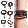 Bangle 9 Styles 6mm Natural Sandalwood Buddhist Buddha Wood Prayer Beaded Knot Black Ebony Unisex Men Armband Bandles for Women LDD240312