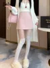 Jielur otoño cintura alta delgada una línea faldas femeninas delgadas moda calle faldas ajustadas a la cadera negro blanco rosa faldas coreanas de las mujeres 240306