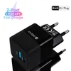 PD 25W USB C Carregador de viagem QC3.0 Carregadores de parede de carga rápida rápida para iPhone Samsung Xiaomi Adaptador de carregamento móvel