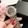 2024 Brand Watches Women Girl Diamond Crystal 3 Dials Style Metal Steel Band Quartz Wrist Watch GS 44