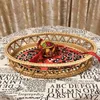 Plates Rattan Basket Hand-Woven Storage Coffee Breakfast Severing Tray Platters Bread Plate For Tea