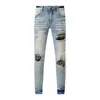 Jeans da strada in stile americano con lavaggio invecchiato con buchi live streaming internet celebrity jeans 8807