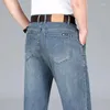 Männer Jeans 2024 Sommer Dünne Lyocell Eis Seide Drapieren Business Casual Elastische Denim Hosen Lose Gerade Hosen Marke Kleidung