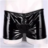 Slips culottes Sexy Lingerie culottes hommes Pvc brillant sous-vêtements en cuir creux cul Shorts livraison directe vêtements Dhaih