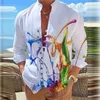 Camisas casuais masculinas primavera verão camisa fina moda impressa single-breasted manga longa outono negócios cardigan topos aq7o