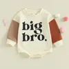 Rompers Born Baby Girls Boys Bodysuit Clothes Long Sleeve Crew Neck Letters Print Romper Contrast Color Tops