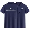 Verano Golf de alta calidad de algodón para hombre Polo camisas camisa transpirable J Lindeberg camisetas de manga corta ocio hombre Polos 240226