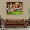 Chiens jouant au billard peinture à l'huile HD impressions sur toile décoration de la maison salon chambre mur photos Art peinture No Frame201u