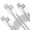 Snel opladen 66W 3A USB Type C naar Type C Kabel Datalijn voor iPhone 15 Xiaomi Poco Snelladerkabel 1m 1,5m 2m Nylon Datalaadsnoer Draad 20V