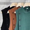 Heren luxe gebreide trui vest casual streetwear knop effen kleur O-hals mouwloos losse stijlvolle vintage gebreide kleding 240312