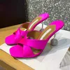 high-heeled slippers Sandals stiletto mules Diamond ball metal heel 105mm Silk slip-on open toe women Luxury Designers shoes Sizes 35-42