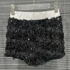 Women's Shorts Letter Sequin Women Shorts High Waist Luxury Designer Mini Boxers Fake Two Piece Black Sexy Boxer Shorts Y240429