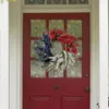 Signe de bienvenue de fleurs décoratives, couronne de porte en plastique, pendentif du jour de l'indépendance, décoration patriotique, accessoire Po