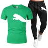 Tute da uomo Stile estivo Tuta sportiva Marchio LOGO Stampa Moda casual Cotone maniche corte Felpa T Shirt Pantaloni2024