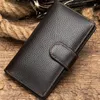 Plånböcker enkla design Men långa plånbok äkta läder klassisk handväska bifold 10 st kortplats med kassett företag män