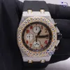 Dostosowane męskie zegarek Hip Hop Watch Połowa lodowanych diamentów moissanite z VVS Clarity dostosowana w czarnym gumowym pasku