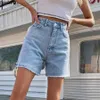 Women's Shorts Waist Denim Shorts Spring Summer Casual Loose Straight Button Jeans Bermuda Shorts Denim Short ldd240312